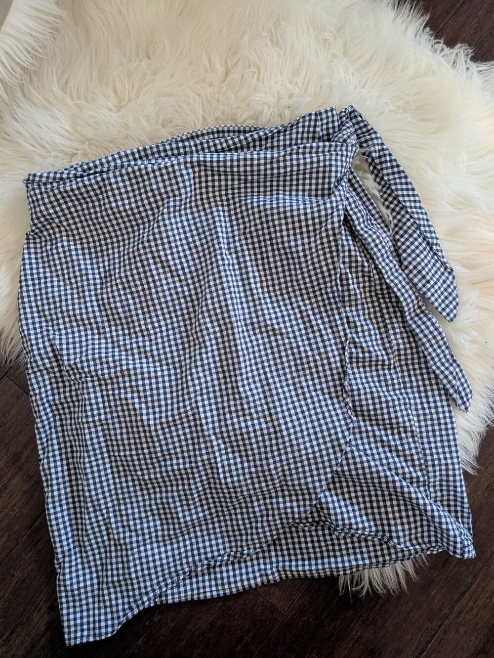 VETTA Capsule Wrap Skirt ONLY Navy Blue Gingham S Small